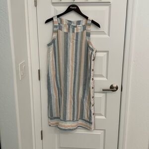 For Cynthia striped summer dress with button detail M